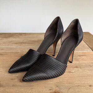 Vince Women’s Brown Croc-Embossed Pointed Toe D’Orsay Pumps